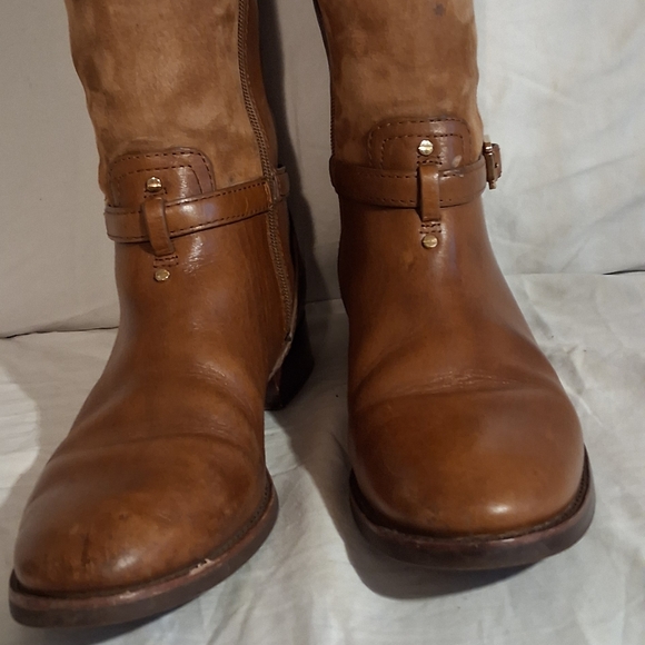 Tory Burch Lizzie Tan Leather Riding Tall Boots Size 8M - Picture 10 of 16